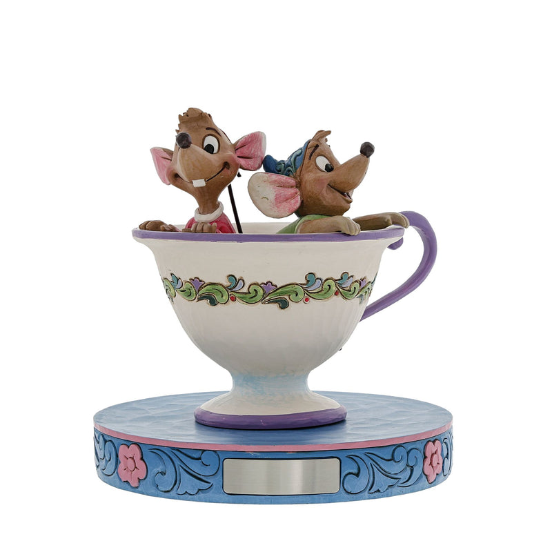 Figurine Jaq et Gus dans une tasse à thé - Disney Traditions