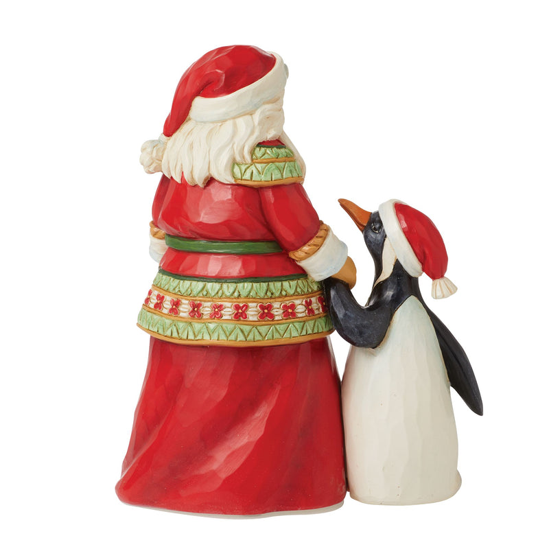 Figurine Père Noël avec penguin - Heartwood Creek