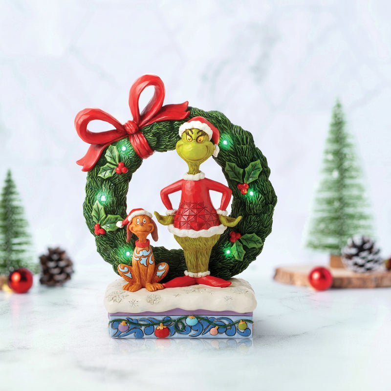 Figurine Grinch et Max Couronne Noël - Grinch by Jim Shore