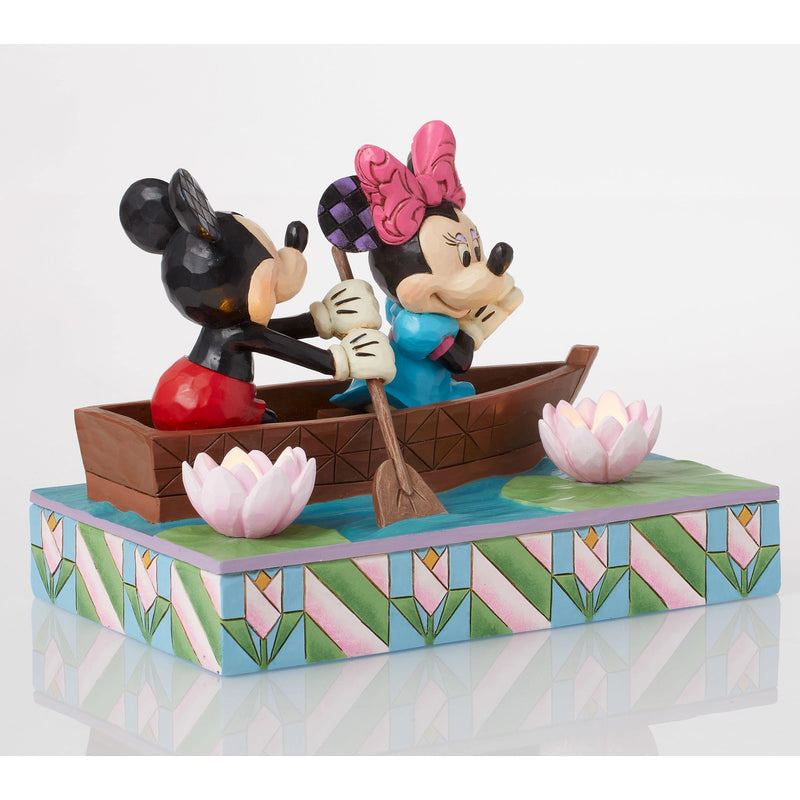 Figurine Lumineuse Mickey et Minnie sur une barque - Disney Traditions