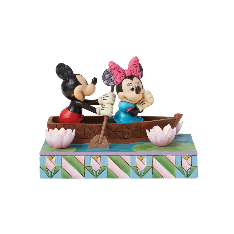 Figurine Lumineuse Mickey et Minnie sur une barque - Disney Traditions