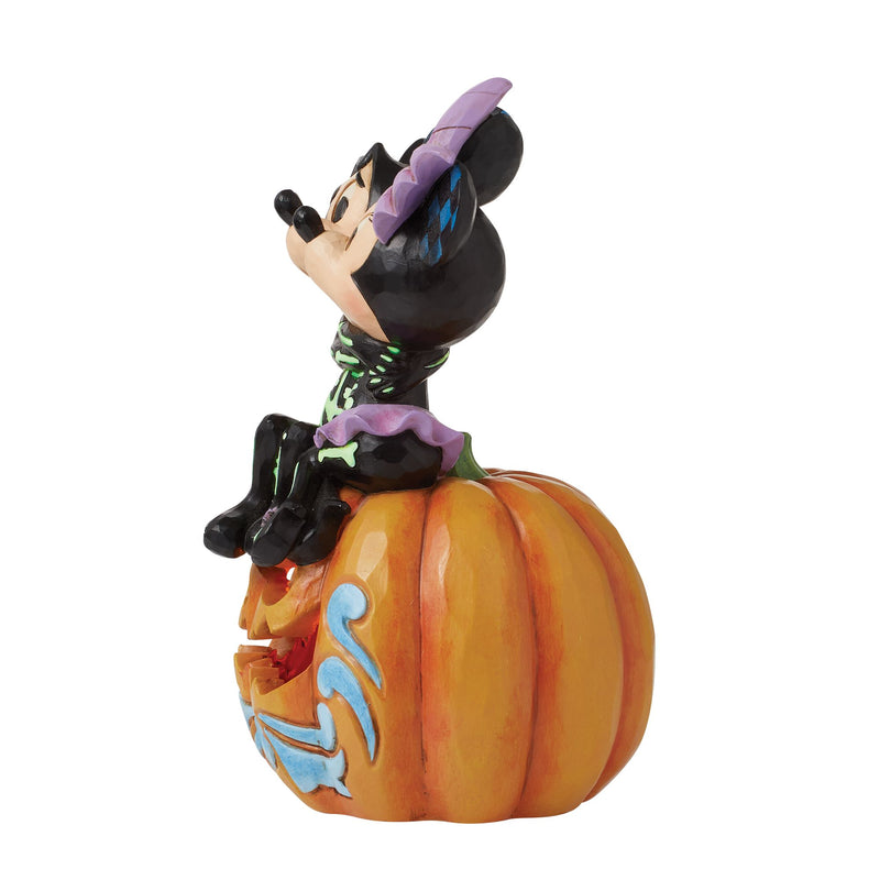 Figurine Citrouille LED Mickey et  Minnie squelettes - Disney Traditions