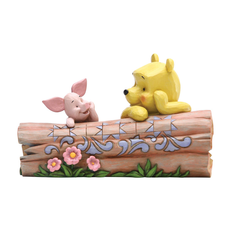 Figurine Winnie et Porcinet sur une buche - Disney Traditions